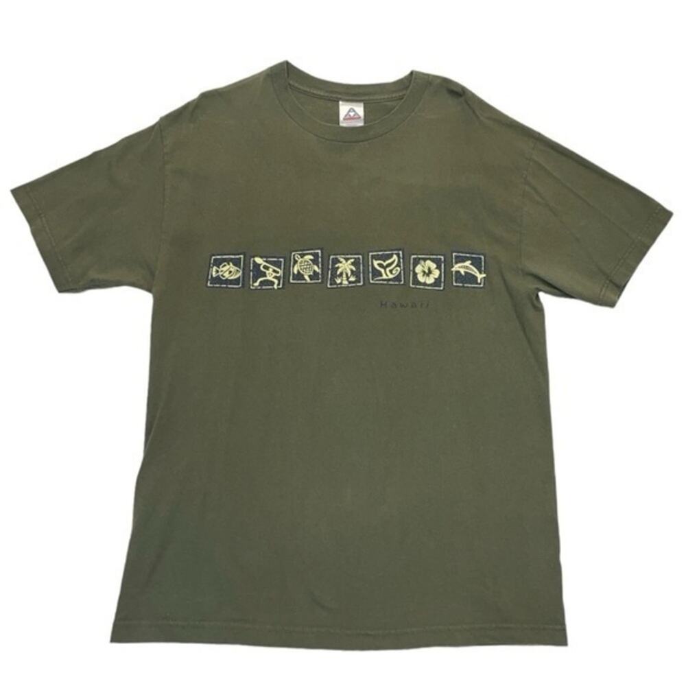 Hawaii Graphic T-shirt Size Large olive green short sleeve tee crewneck unisex